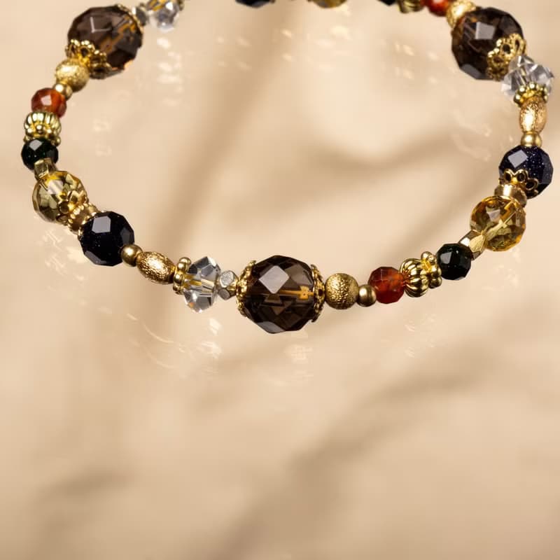 神奇夜光 I 茶晶橙石榴黃水晶手鍊 C1653