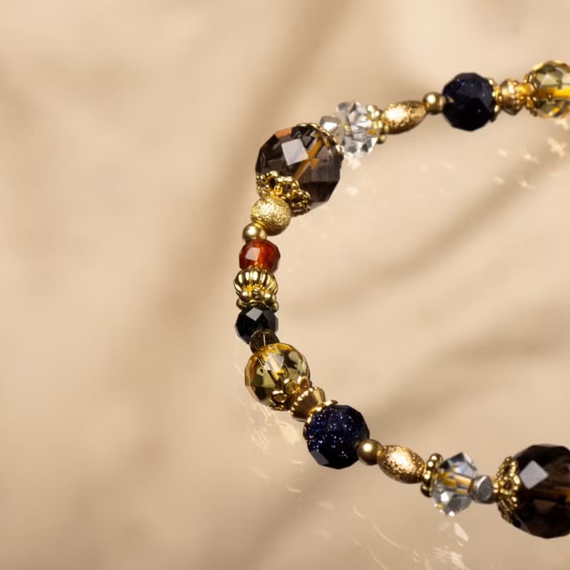 神奇夜光 I 茶晶橙石榴黃水晶手鍊 C1653