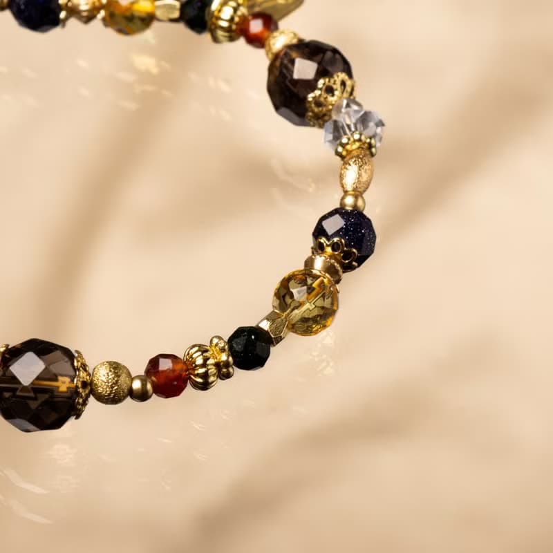 神奇夜光 I 茶晶橙石榴黃水晶手鍊 C1653