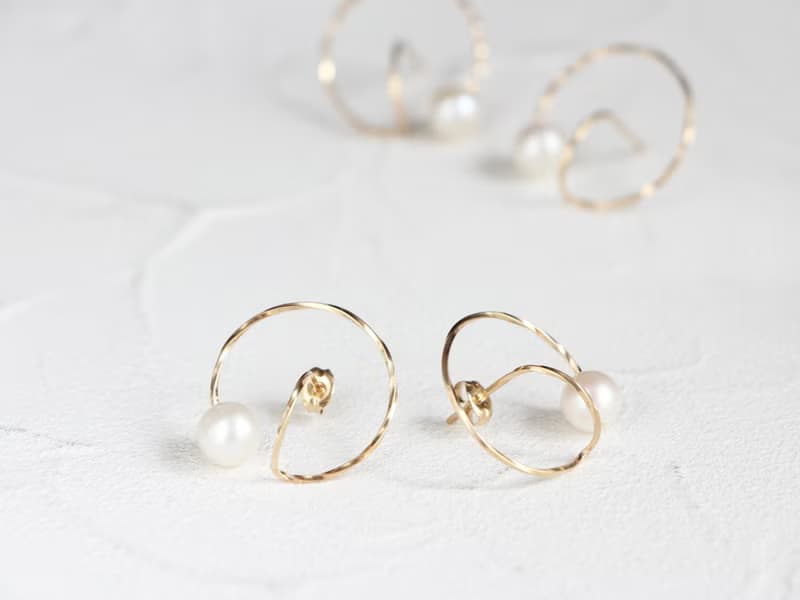 14kgf-double circle pearl pierced earrings 不能改耳夾