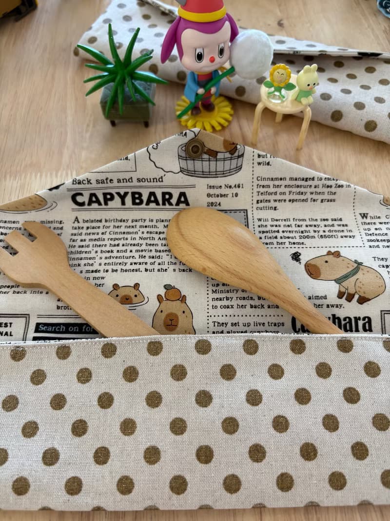 文青風環保純棉筷袋 星光燦爛 水豚君萌翻 原麻本色 日本 潮物 收