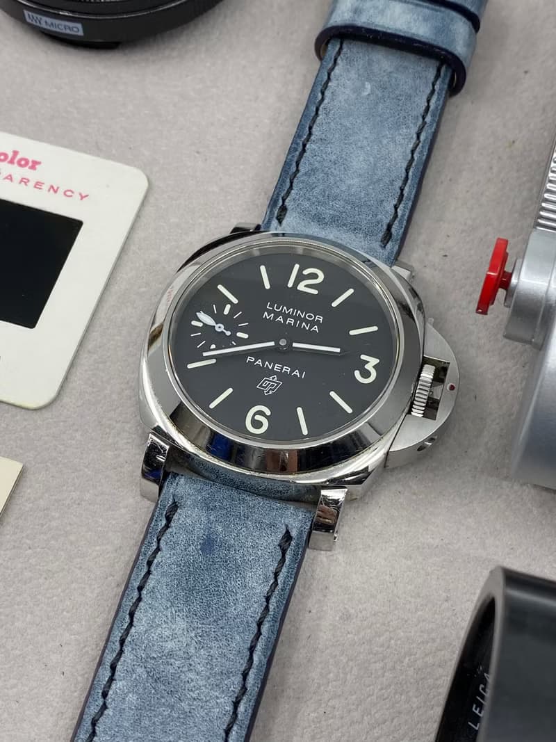 霧腊藍色皮革錶帶 24mm 沛納海手工表帶 Panerai 26mm 錶帶