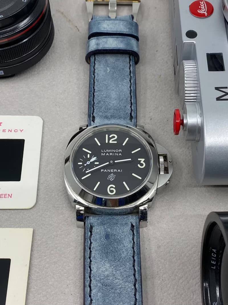 霧腊藍色皮革錶帶 24mm 沛納海手工表帶 Panerai 26mm 錶帶