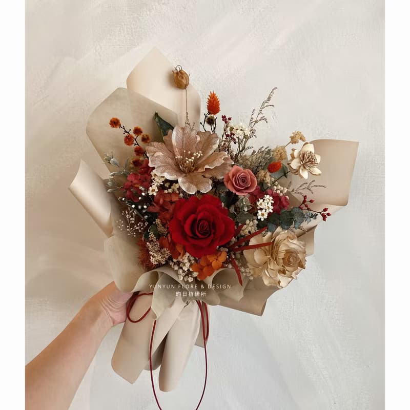 YUNYUN【復古色】乾燥花&不凋花花束
