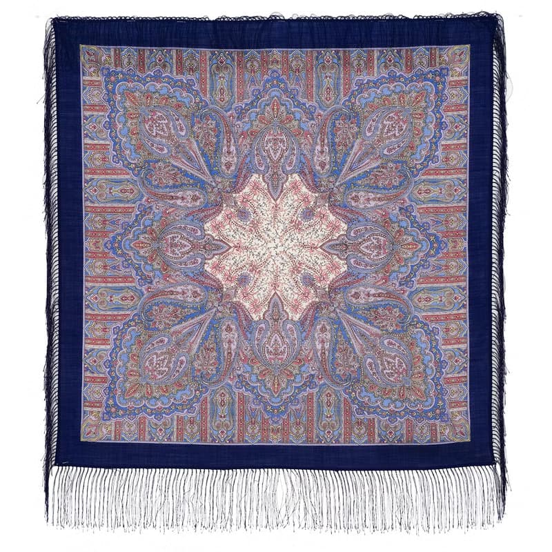 Authentic Pavlovo Posad Russian Shawl Scarf Soft 100% Wool 89x89 cm 1157-13