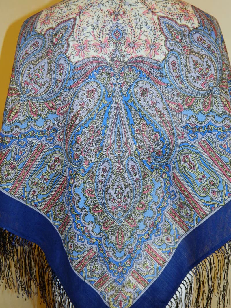 Authentic Pavlovo Posad Russian Shawl Scarf Soft 100% Wool 89x89 cm 1157-13