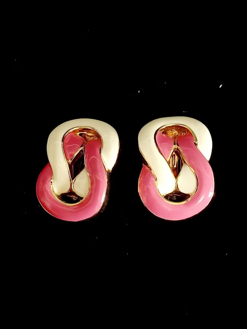 vintage jewelry  St John 經典雙色琺瑯 夾式耳環