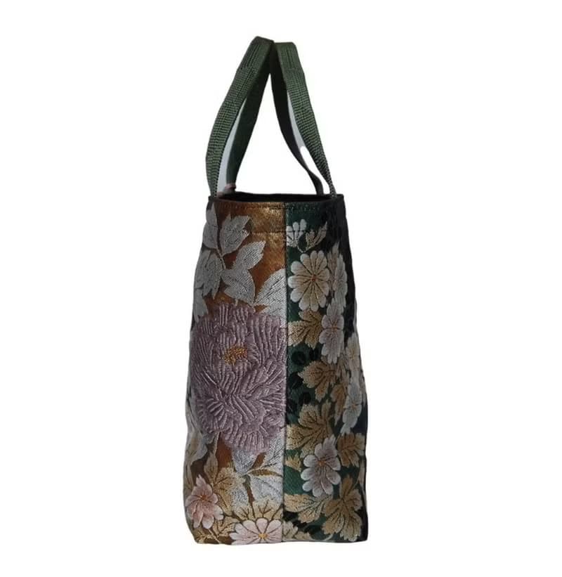 獨一無二100%絲質和服袋帶托特包 | 手工刺繡 | 日本藝術手提包