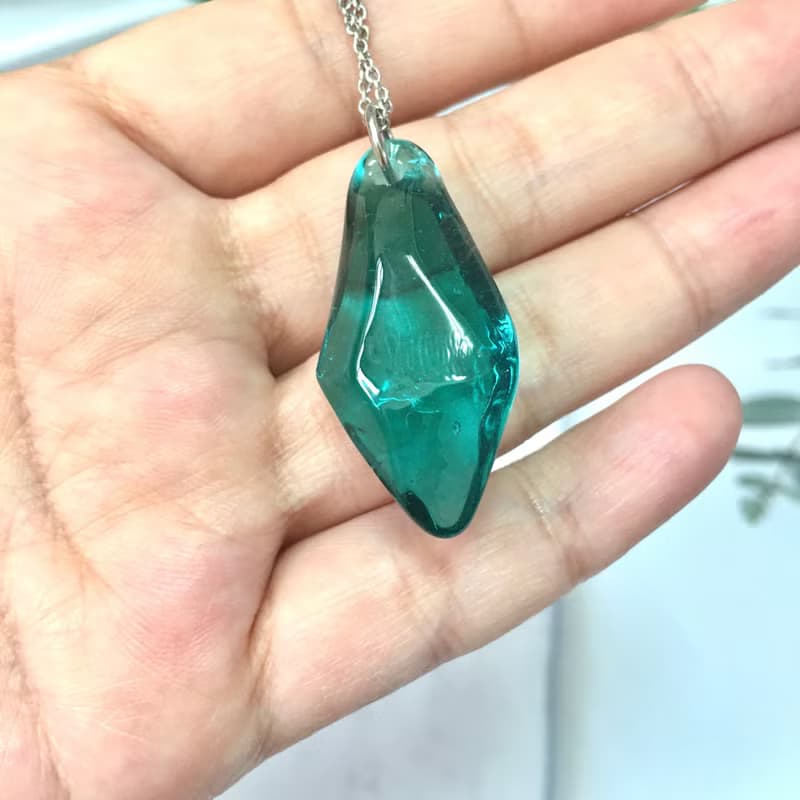 靈擺系列-湖水藍綠造型琉璃靈擺項鍊