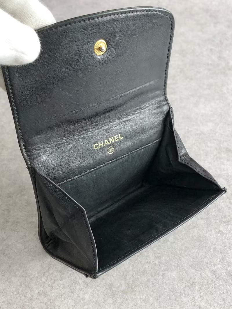 【 日本直送　名牌中古包 】CHANEL シャネル 財布 ブラック ココマーク レザー コインケース vintage ヴィンテージ オールド gscxim