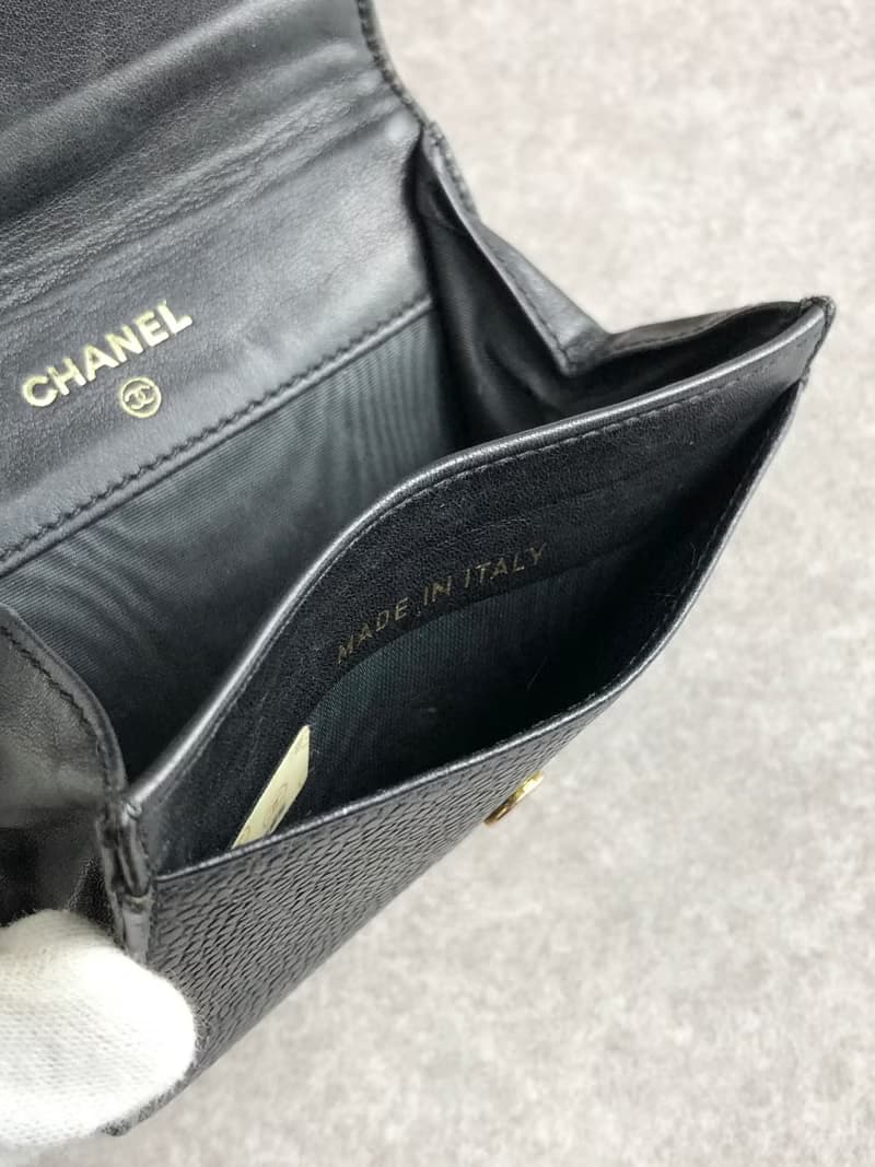【 日本直送　名牌中古包 】CHANEL シャネル 財布 ブラック ココマーク レザー コインケース vintage ヴィンテージ オールド gscxim