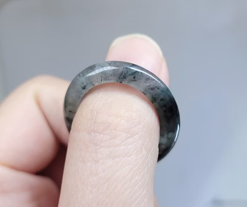 親翠 天然翡翠 冰炸潮黑手指鐲16號戒圈F款 畢業禮物