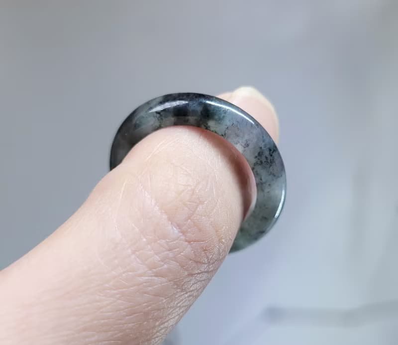親翠 天然翡翠 冰炸潮黑手指鐲16號戒圈F款 畢業禮物
