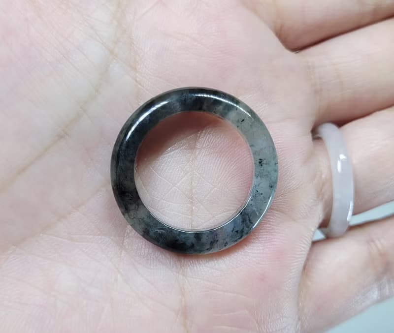 親翠 天然翡翠 冰炸潮黑手指鐲16號戒圈F款 畢業禮物