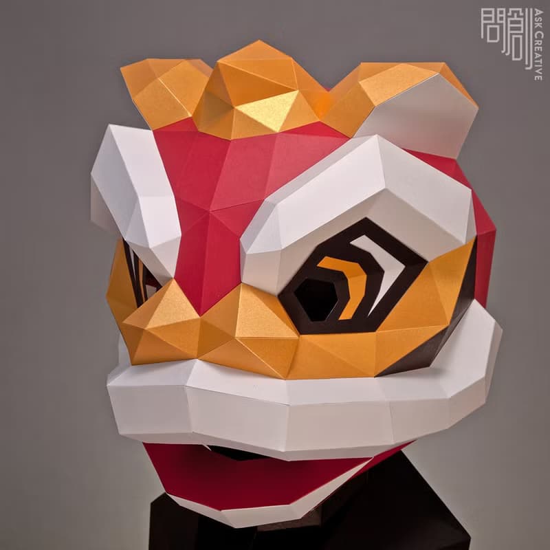DIY手作3D紙模型 禮物 擺飾 節慶系列-舞獅面具