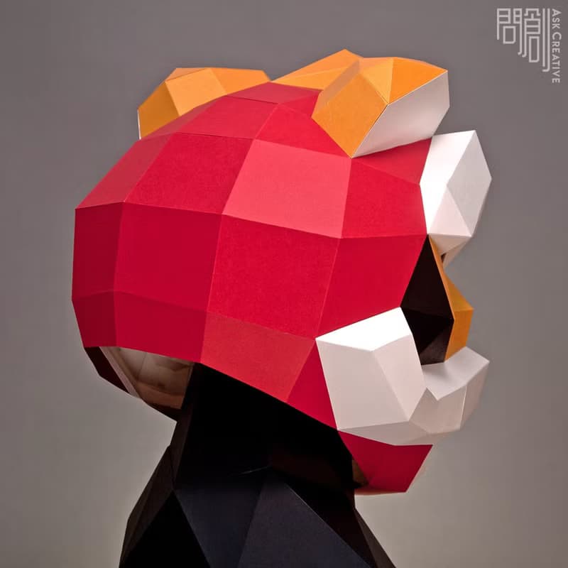 DIY手作3D紙模型 禮物 擺飾 節慶系列-舞獅面具
