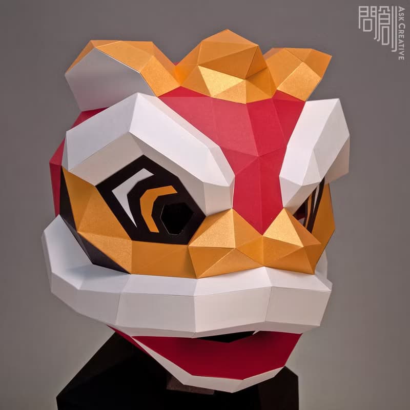 DIY手作3D紙模型 禮物 擺飾 節慶系列-舞獅面具