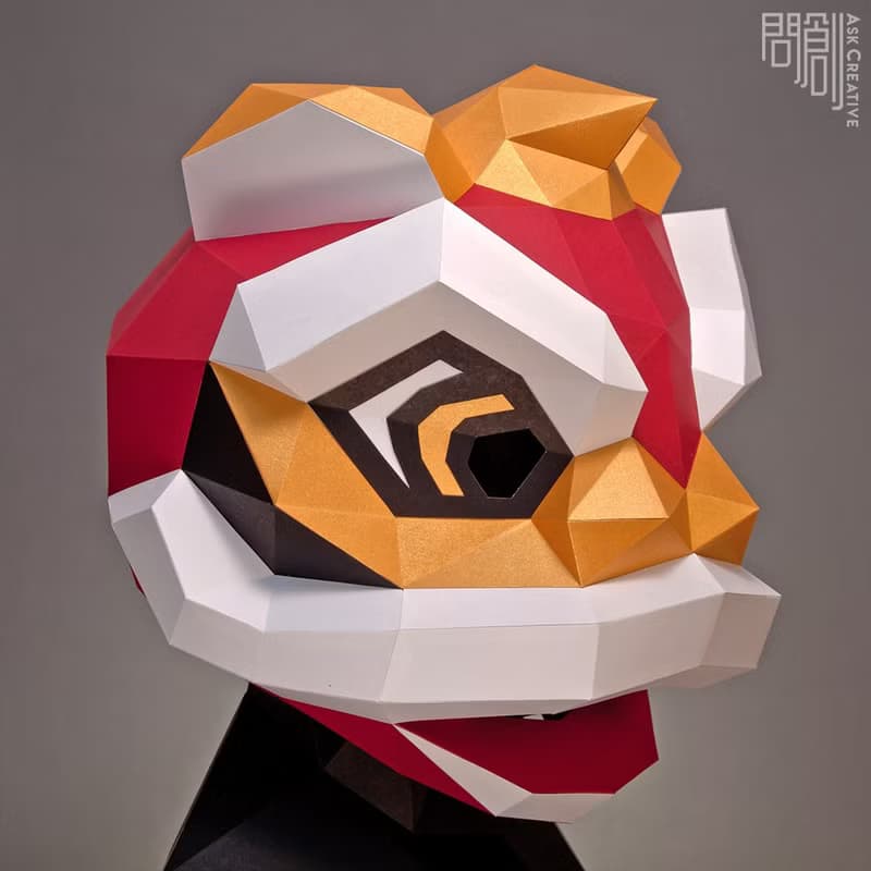 DIY手作3D紙模型 禮物 擺飾 節慶系列-舞獅面具