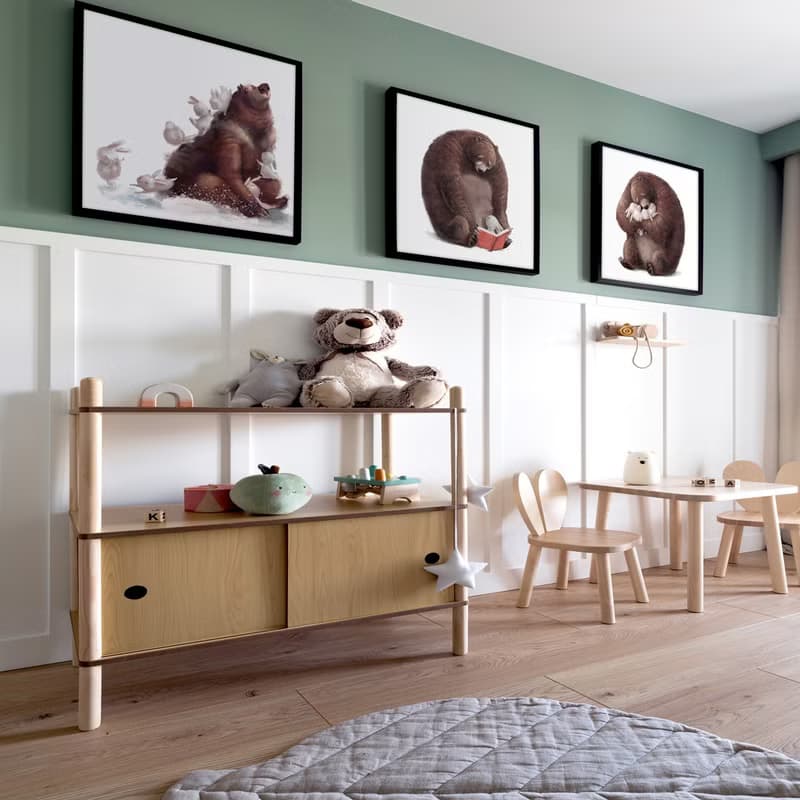 睡前說故事-可愛小熊與兔子掛畫/童話故事/佈置/兒童房擺設/插畫