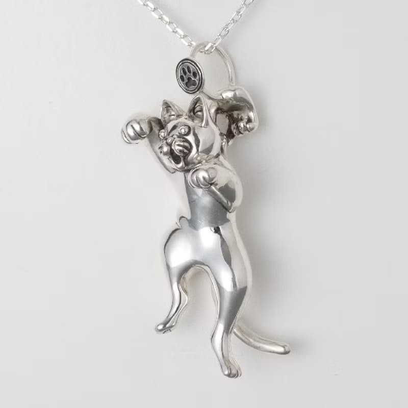 金運向上祈願、ご利益招き猫ペンダントトップ(大人猫) / silver925、k18 (Made In Japan)