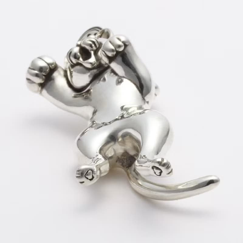 金運向上祈願、ご利益招き猫ペンダントトップ(大人猫) / silver925、k18 (Made In Japan)