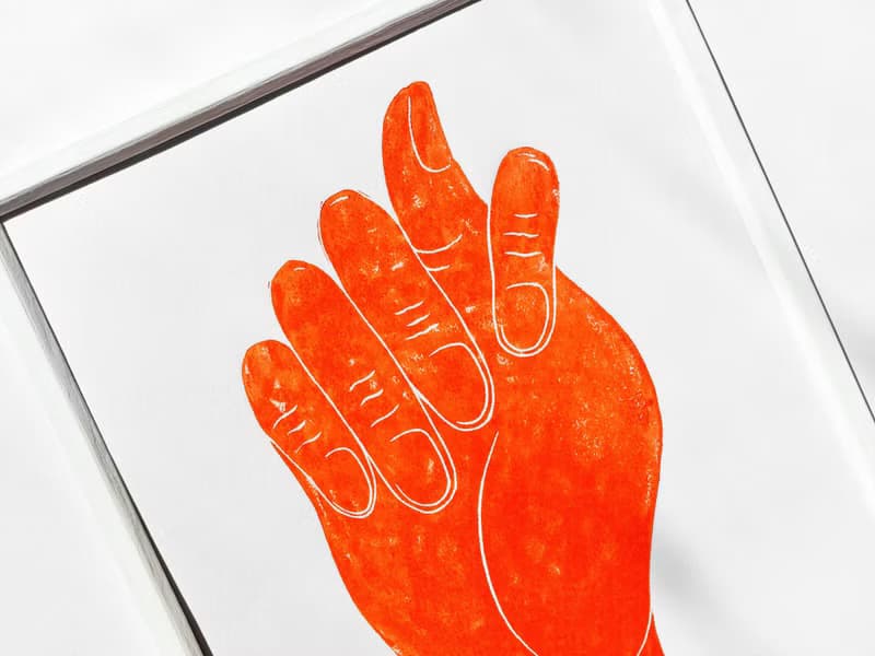 Lucky figa Hand original artwork Linocut print Modern poster Minimalist wall art