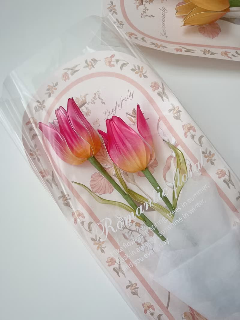 寄語花箋 桃紅 樹脂鬱金香花飾