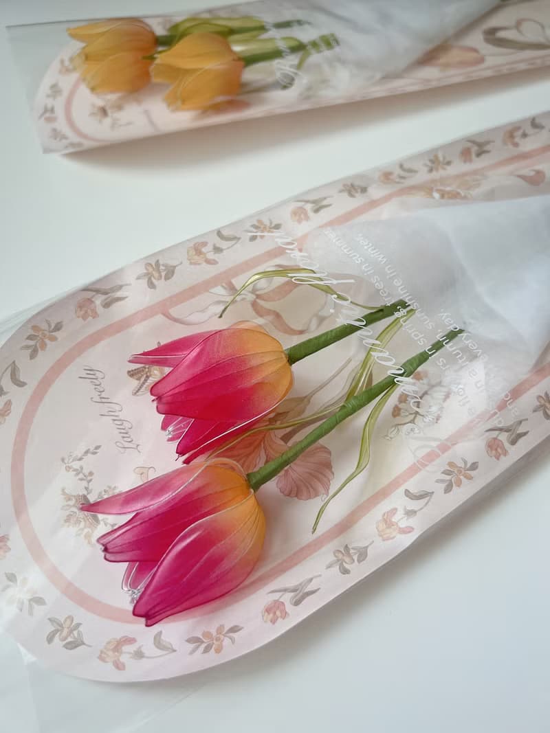 寄語花箋 桃紅 樹脂鬱金香花飾