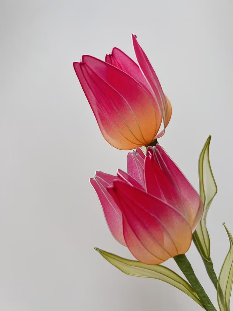 寄語花箋 桃紅 樹脂鬱金香花飾