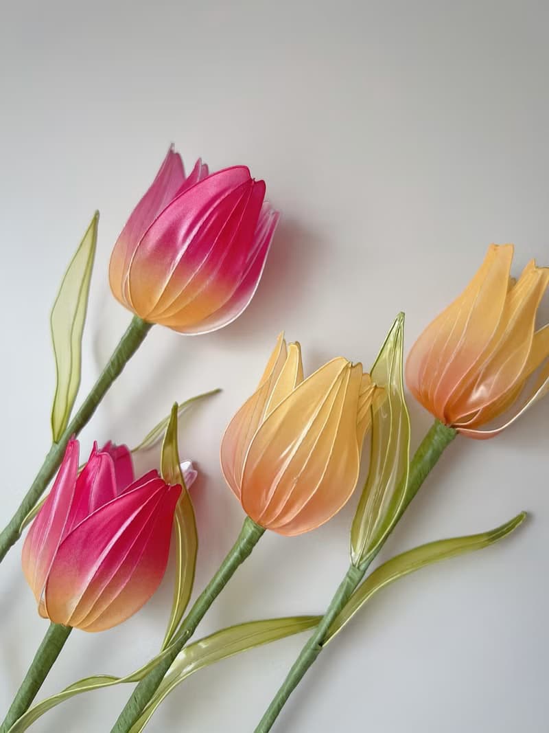 寄語花箋 桃紅 樹脂鬱金香花飾