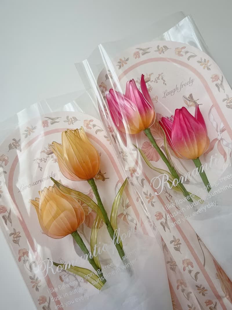 寄語花箋 桃紅 樹脂鬱金香花飾