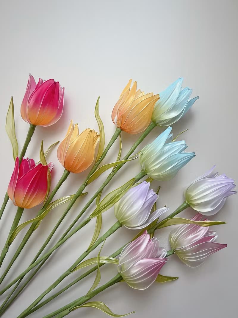 寄語花箋 桃紅 樹脂鬱金香花飾