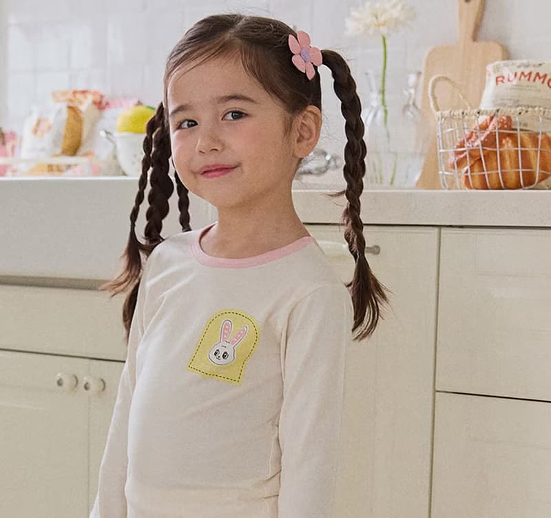 黃白兔兔鄰居-【寬鬆】植纖衣長袖韓國童裝-K62909