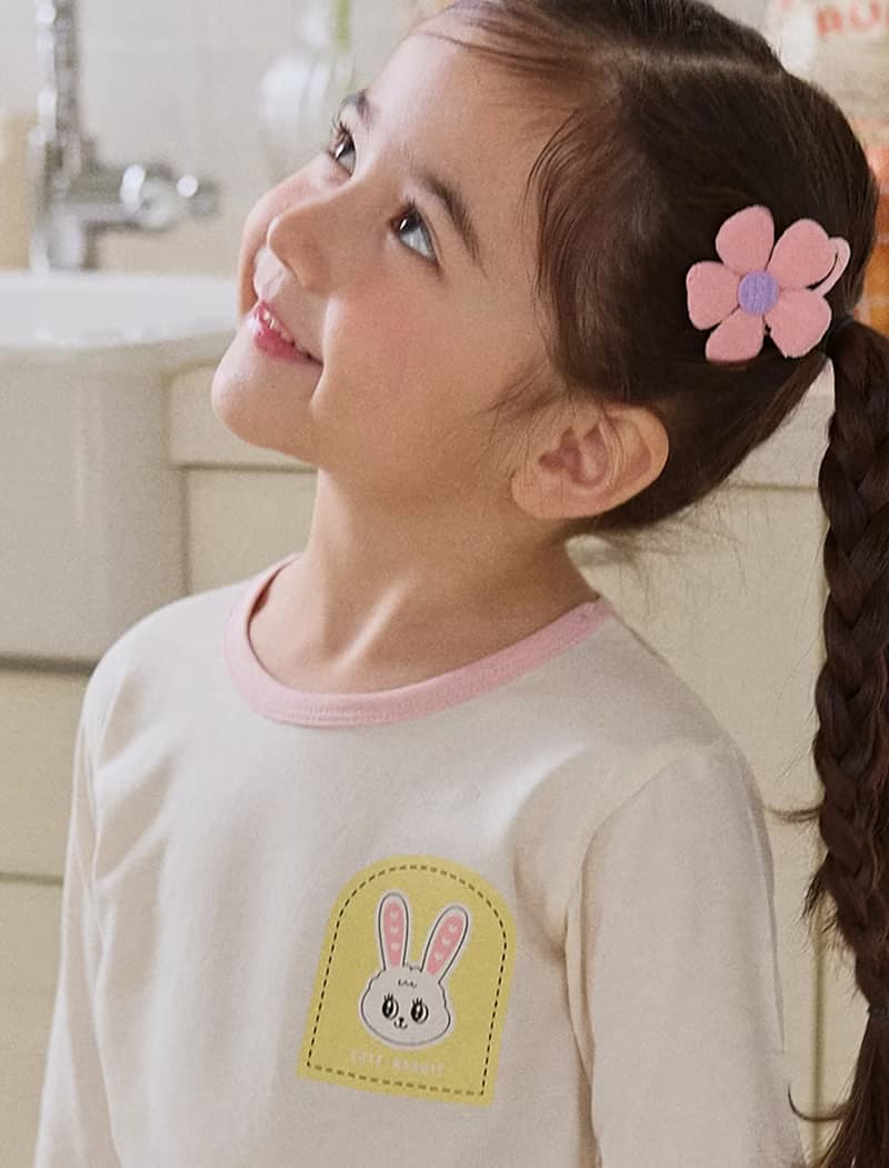 黃白兔兔鄰居-【寬鬆】植纖衣長袖韓國童裝-K62909