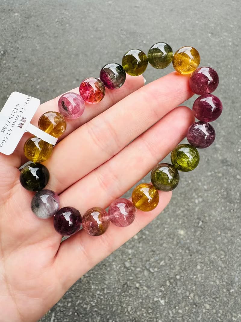 小精品混色彩碧璽8.3-8.5mm21.57g藍碧灰紫碧璽財事業強磁場旺夫