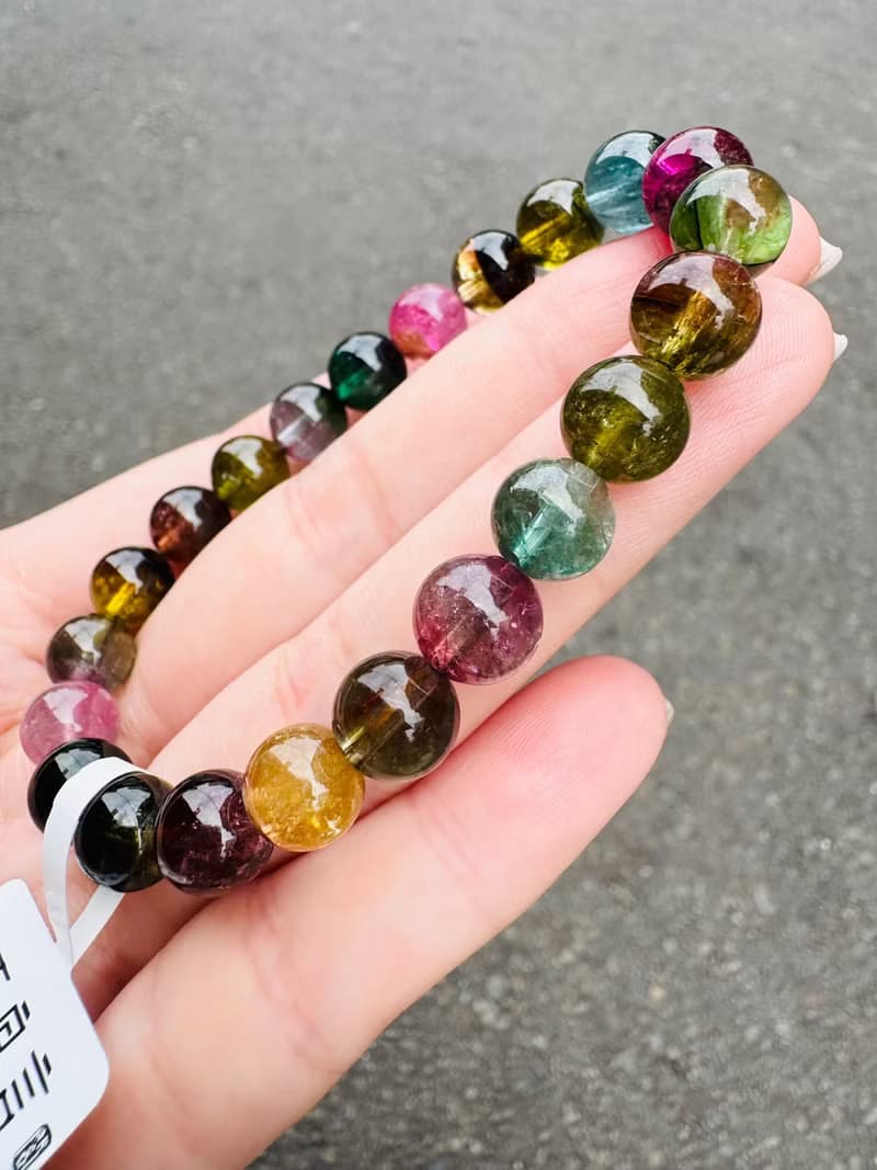 小精品混色彩碧璽8.3-8.5mm21.57g藍碧灰紫碧璽財事業強磁場旺夫