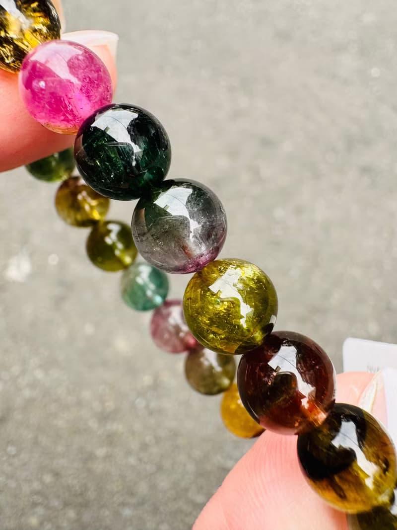 小精品混色彩碧璽8.3-8.5mm21.57g藍碧灰紫碧璽財事業強磁場旺夫