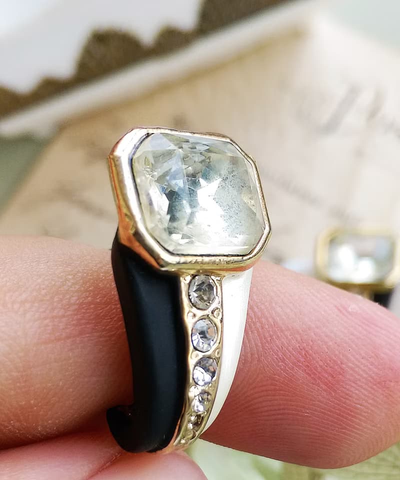 Vintage Jewelry 西洋古董飾品 摩登 都會 黑白鑽 針式耳環