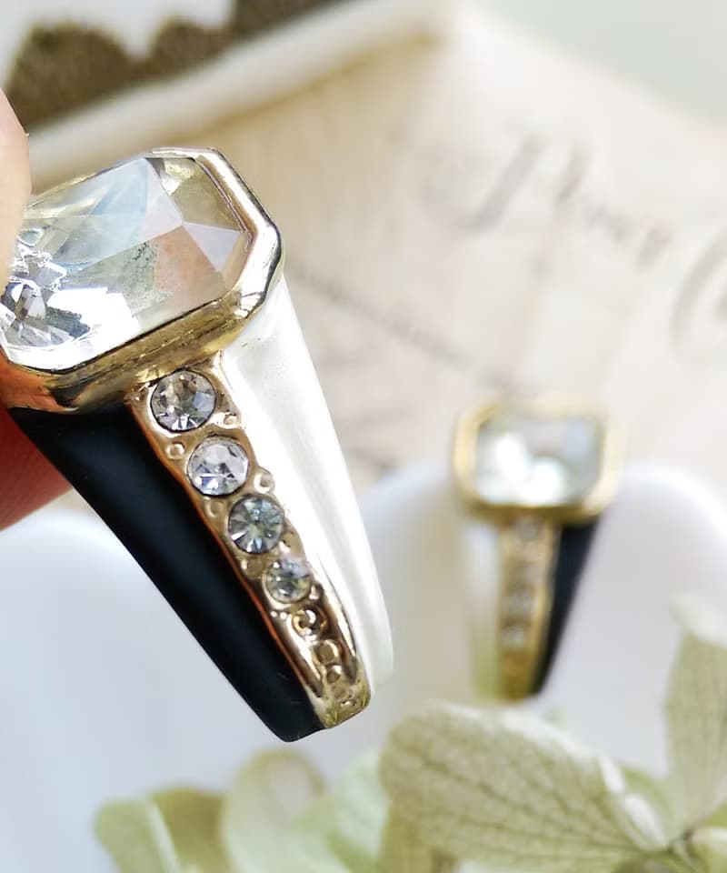 Vintage Jewelry 西洋古董飾品 摩登 都會 黑白鑽 針式耳環