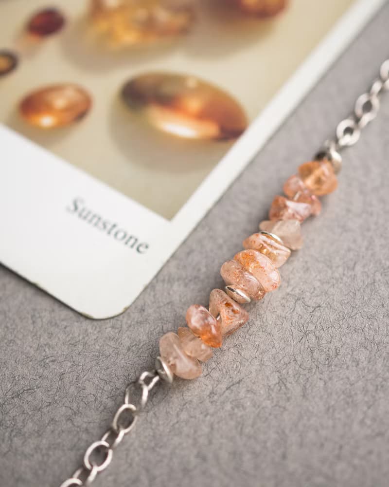 Sunstone Bracelet, 925 Sterling Silver, Aries, Leo, Gemini, June Crystal Jewelry