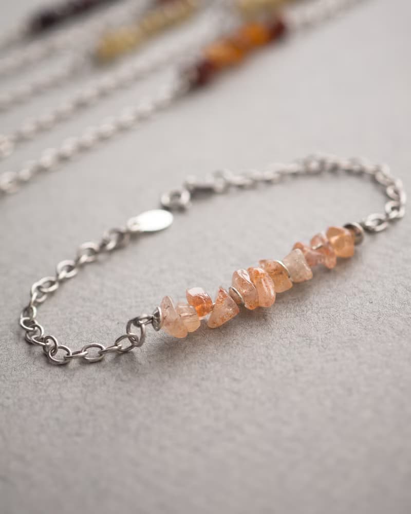 Sunstone Bracelet, 925 Sterling Silver, Aries, Leo, Gemini, June Crystal Jewelry