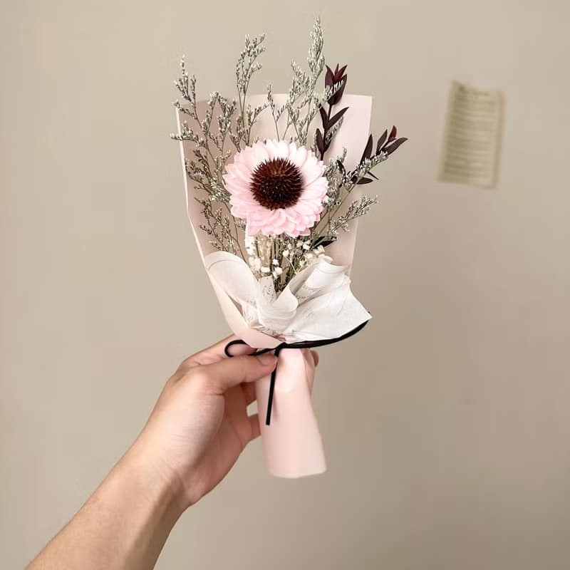 畢業花束 粉色系擴香太陽花 向日葵 生日 週年 畢業禮物 附贈提袋