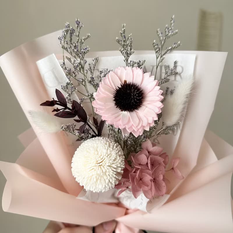 畢業花束 粉色系擴香太陽花 向日葵 生日 週年 畢業禮物 附贈提袋