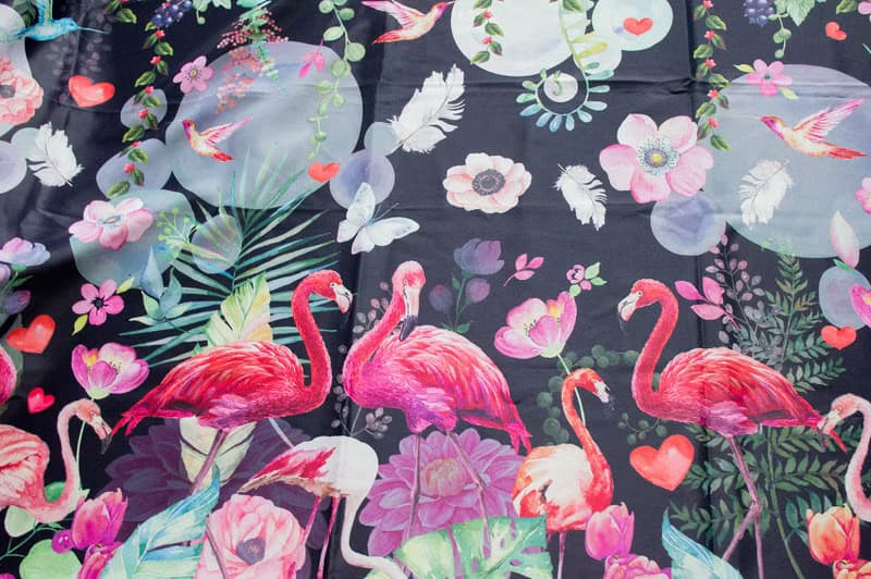 愛鳥系列 - (黑色)浪漫紅鶴絲巾／圍巾（Love birds - Romantic Flamingo Scarf in Black colour）