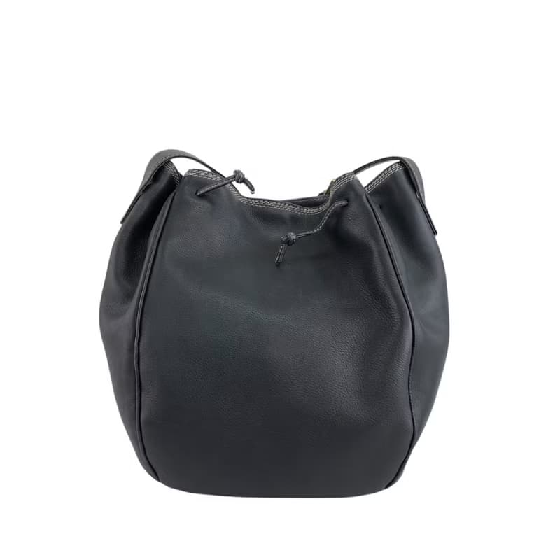 【 日本直送　名牌中古包 】LOEWE ロエベ ショルダーバッグ ネイビー アナグラム ナッパレザー 巾着 vintage ヴィンテージ オールド 3vjxri