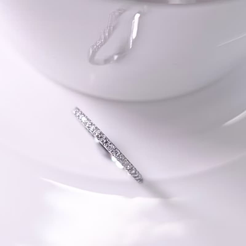 簡約 線戒 3A等級方晶鋯石 鑽石光澤 純銀戒 訂製款 禮物