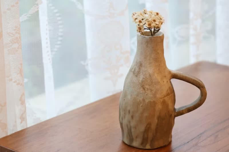 【聖誕節禮物】美國進口陶土手捏提把乾花器侘寂陶藝天使之翼藝術