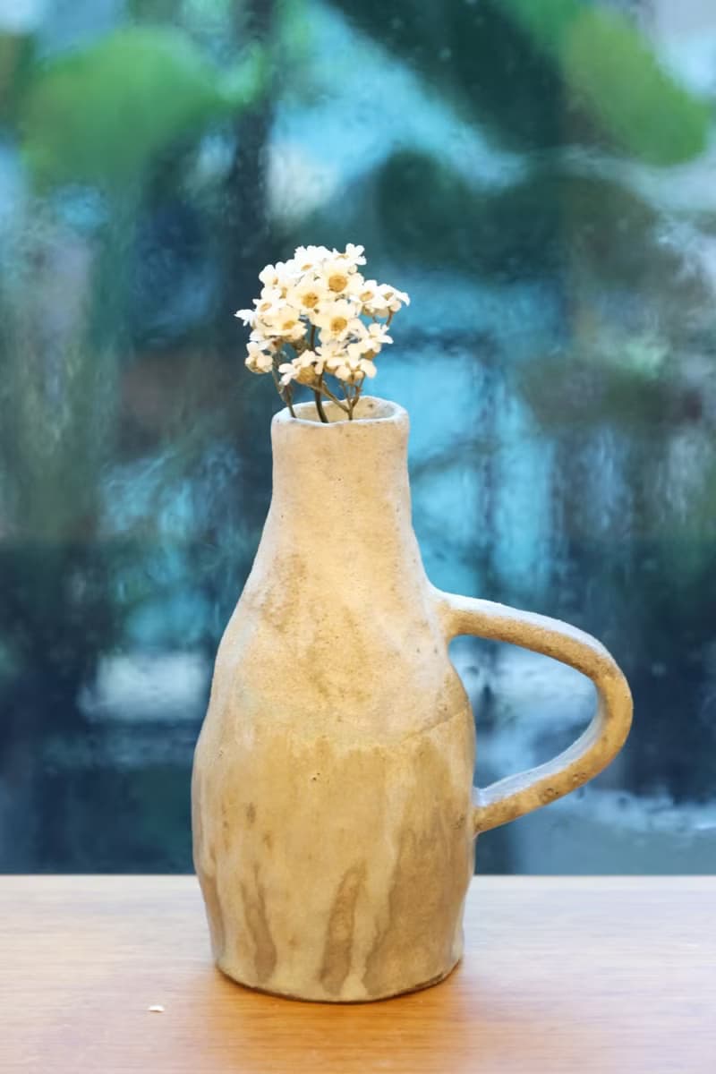 【聖誕節禮物】美國進口陶土手捏提把乾花器侘寂陶藝天使之翼藝術