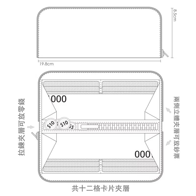 水洗牛皮紙拉鍊長夾 _ 沈穩暗色系