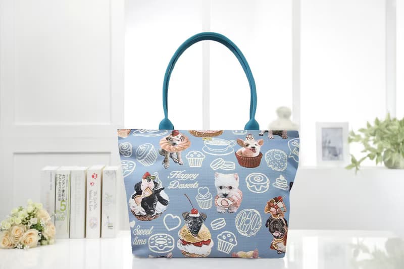 肩背托特包  大容量 / 防潑水 平織緹花 甜點狗